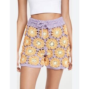 Tach nwt Gloria crochet knit granny square high waisted shorts size medium
